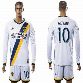 Los Angeles Galaxy #10 GIOVANI White Home Long Sleeves Soccer Club Jersey