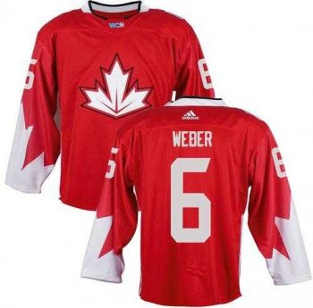 Team CA. #6 Shea Weber Red 2016 World Cup Stitched NHL Jersey