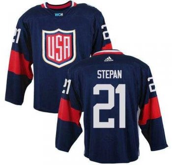 Team USA #21 Derek Stepan Navy Blue 2016 World Cup Stitched NHL Jersey