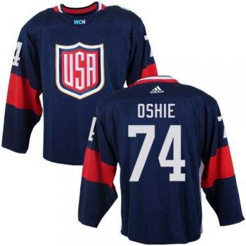 Team USA #74 T. J. Oshie Navy Blue 2016 World Cup Stitched NHL Jersey