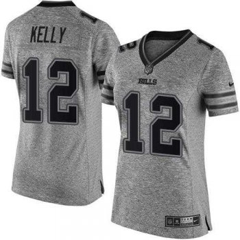 Women's Nike Buffalo Bills #12 Jim Kelly Gray Stitched NFL Limited Gridiron Gray Jersey