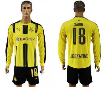 Dortmund #18 Sahin Home Long Sleeves Soccer Club Jersey