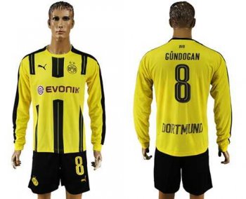 Dortmund #8 Gundogan Home Long Sleeves Soccer Club Jersey