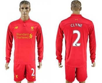 Liverpool #2 Clyne Home Long Sleeves Soccer Club Jersey