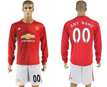 Manchester United Personalized Home Long Sleeves Soccer Club Jersey