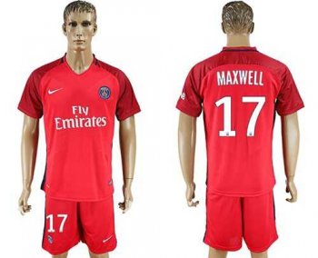 Paris Saint-Germain #17 Maxwell Red Soccer Club Jersey