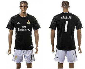 Real Madrid #1 Casillas Black Goalkeeper Soccer Club Jersey