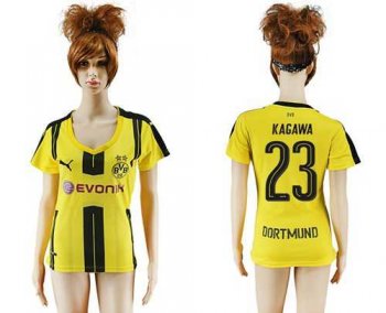 Women's Dortmund #23 Kagawa Home Soccer Club Jersey