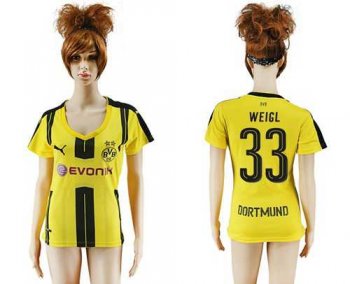 Women's Dortmund #33 Weigl Home Soccer Club Jersey