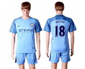 Manchester City #18 Delph Home Soccer Club Jersey