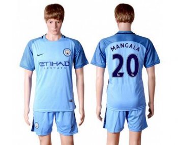 Manchester City #20 Mangala Home Soccer Club Jersey