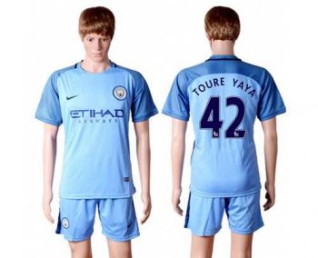 Manchester City #42 Toure Yaya Home Soccer Club Jersey