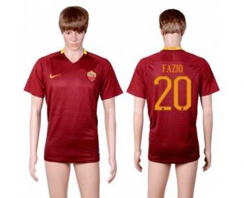 Roma #20 Fazio Red Home Soccer Club Jersey