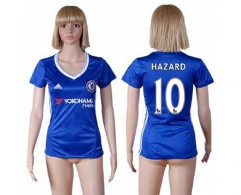 Women's Chelsea #10 Hazard Home Soccer Club Jersey