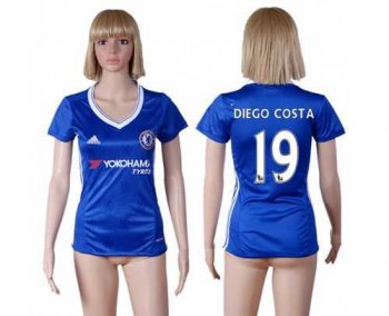 Women's Chelsea #19 Diego Costa Home Soccer Club Jersey