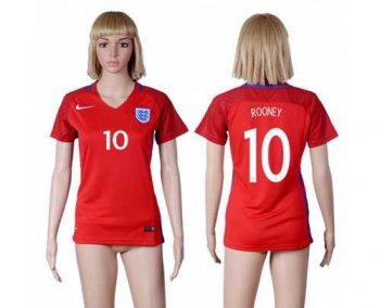 Women's England #10 Rooney Away Soccer Country Jersey