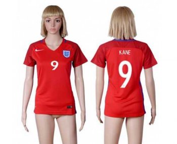 Women's England #9 Kane Away Soccer Country Jersey