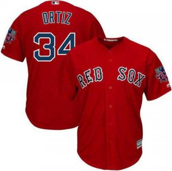 Boston Red Sox #34 David Ortiz Red New Cool Base with Retirement Patch Stitched Baseball Jersey