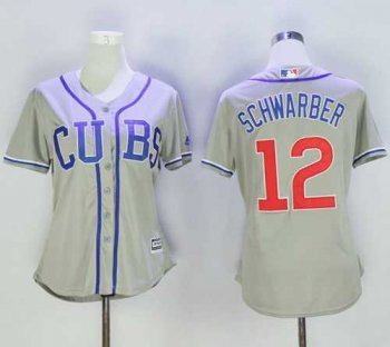 Women's Chicago Cubs #12 Kyle Schwarber Grey Alternate Road Stitched Baseball Jersey