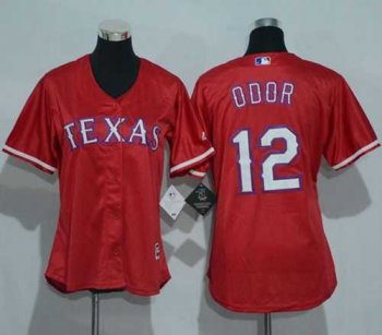 Women's Texas Rangers #12 Rougned Odor Red Alternate Stitched Baseball Jersey