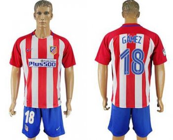 Atletico Madrid #18 Gamez Home Soccer Club Jersey