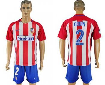 Atletico Madrid #2 Godin Home Soccer Club Jersey