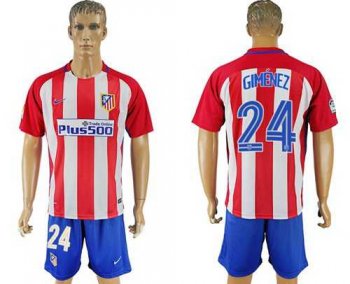 Atletico Madrid #24 Gimenez Home Soccer Club Jersey