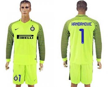 Inter Milan #1 Handanovic Green Goalkeeper Long Sleeves Soccer Club Jersey