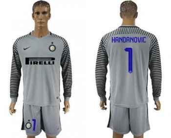 Inter Milan #1 Handanovic Grey Goalkeeper Long Sleeves Soccer Club Jersey