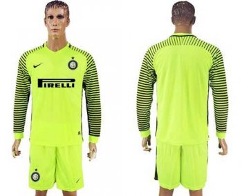 Inter Milan Blank Green Goalkeeper Long Sleeves Soccer Club Jersey