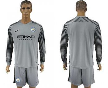 Manchester City Blank Grey Goalkeeper Long Sleeves Soccer Club Jersey