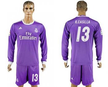 Real Madrid #13 K.Casilla Away Long Sleeves Soccer Club Jersey