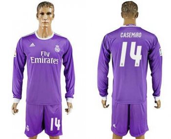 Real Madrid #14 Casemiro Away Long Sleeves Soccer Club Jersey