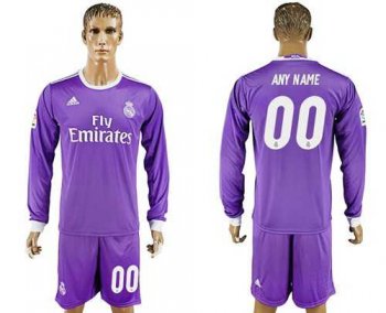 Real Madrid Personalized Away Long Sleeves Soccer Club Jersey