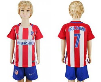 Atletico Madrid #7 Griezmann Home Kid Soccer Club Jersey