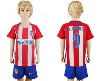 Atletico Madrid #9 F.Torres Home Kid Soccer Club Jersey