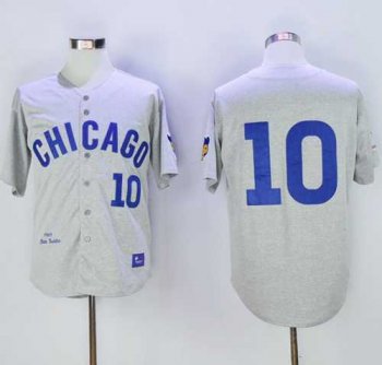 Mitchell and Ness Chicago Cubs #10 Ron Santo Stitched Grey Throwback Baseball Jersey