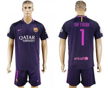 Barcelona #1 Ter Stegen Away Soccer Club Jersey