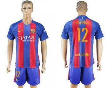 Barcelona #12 Rafinha Home Soccer Club Jersey