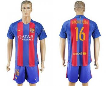 Barcelona #16 Montana Home Soccer Club Jersey