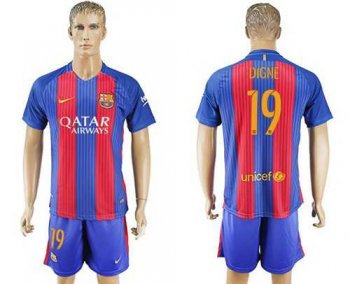 Barcelona #19 Digne Home Soccer Club Jersey