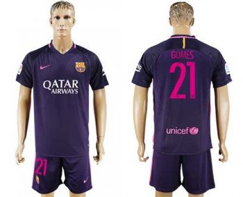 Barcelona #21 Gomes Away Soccer Club Jersey