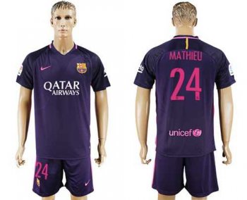 Barcelona #24 Mathieu Away Soccer Club Jersey