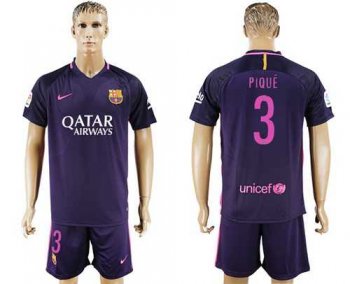 Barcelona #3 Pique Away Soccer Club Jersey