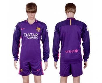 Barcelona Blank Away Long Sleeves Soccer Club Jersey