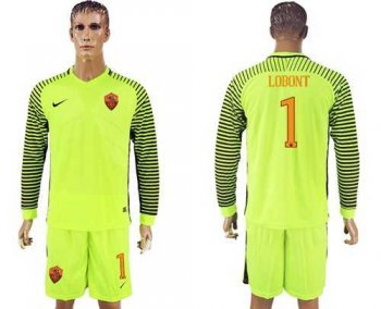 Roma #1 Lobont Green Goalkeeper Long Sleeves Soccer Club Jersey