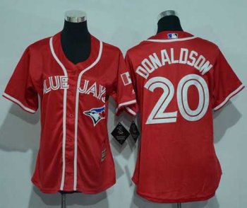 Women's Toronto Blue Jays #20 Josh Donaldson Red Canada Day Stitched Baseball Jersey