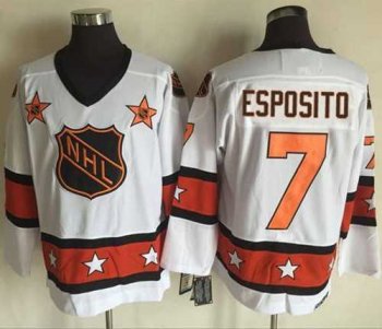 Boston Bruins #7 Phil Esposito White Orange All Star CCM Throwback Stitched NHL Jersey