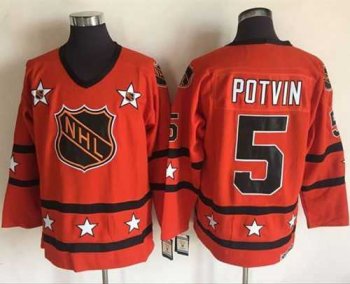 New York Islanders #5 Denis Potvin Orange All Star CCM Throwback Stitched NHL Jersey