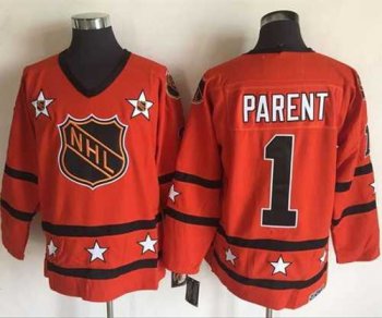 Philadelphia Flyers #1 Bernie Parent Orange All Star CCM Throwback Stitched NHL Jersey